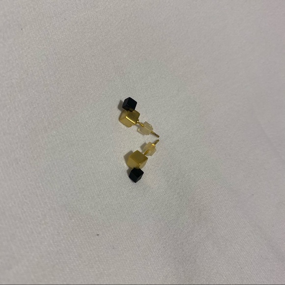 Black and Gold Cube Studs - Picture 4 of 4
